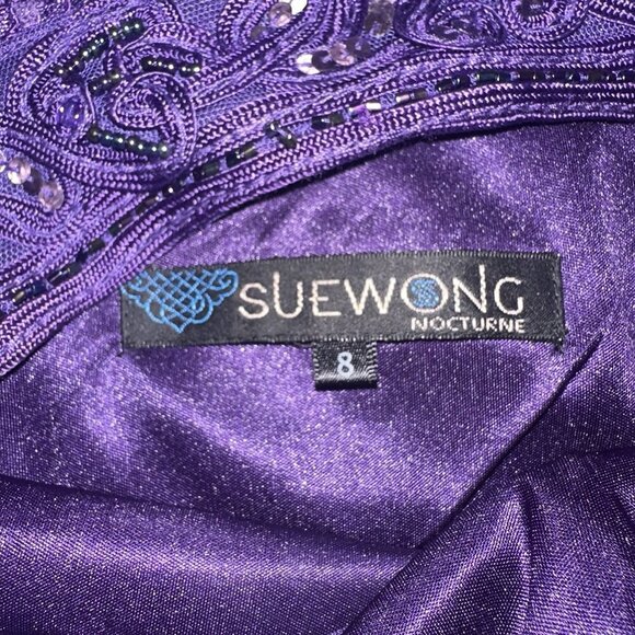 Sue Wong Nocturne Dress Size 8 Purple Beaded Corset Sequin Cocktail Goth Fairy - Picture 12 of 16